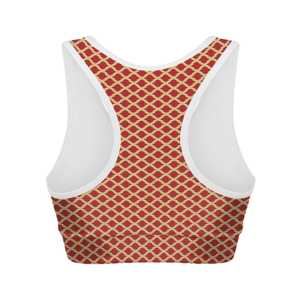 Red And Beige Japanese Pattern Print Women's Sports Bra