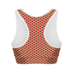 Red And Beige Japanese Pattern Print Women's Sports Bra
