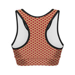 Red And Beige Japanese Pattern Print Women's Sports Bra