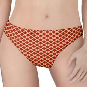 Red And Beige Japanese Pattern Print Women's Thong