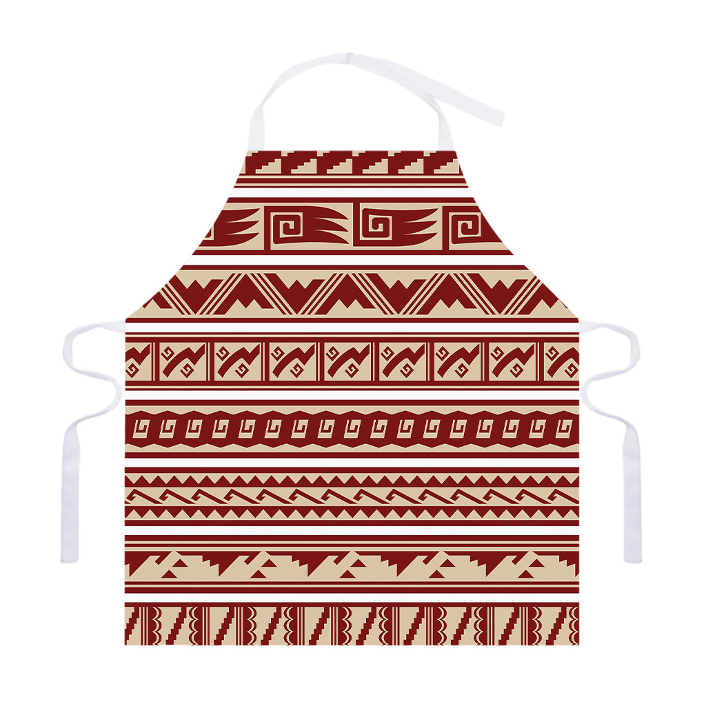 Red And Beige Southwestern Pattern Print Adjustable Apron