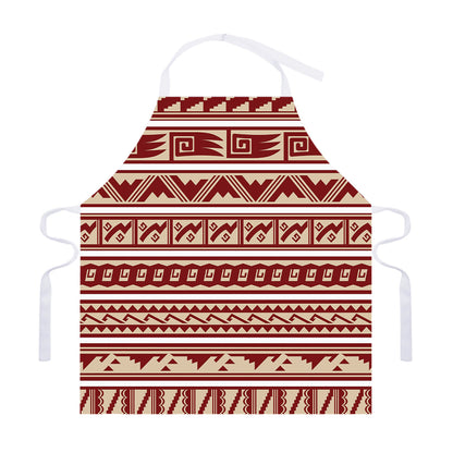 Red And Beige Southwestern Pattern Print Adjustable Apron