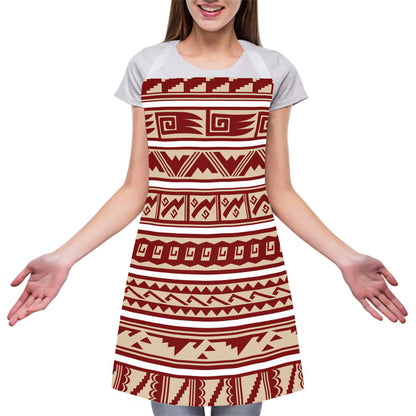 Red And Beige Southwestern Pattern Print Adjustable Apron
