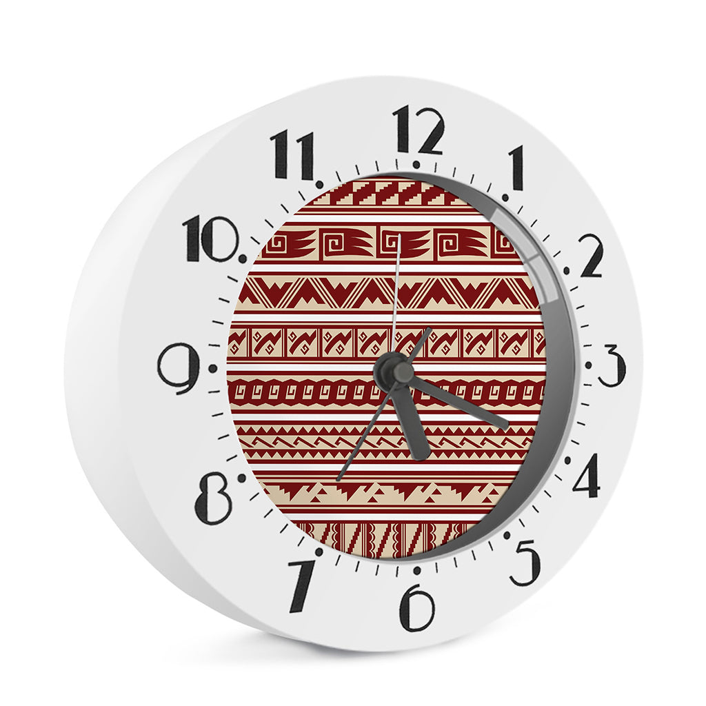 Red And Beige Southwestern Pattern Print Alarm Clock