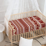 Red And Beige Southwestern Pattern Print Baby Crib Sheet