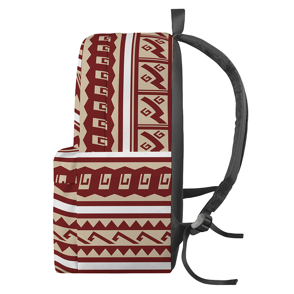 Red And Beige Southwestern Pattern Print Backpack