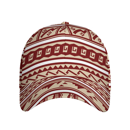 Red And Beige Southwestern Pattern Print Baseball Cap