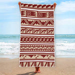 Red And Beige Southwestern Pattern Print Beach Towel