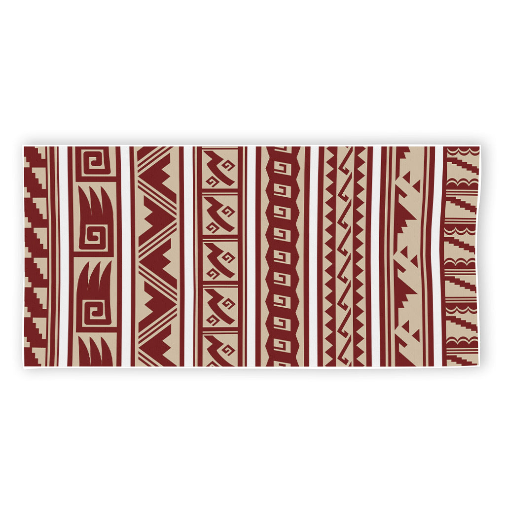 Red And Beige Southwestern Pattern Print Beach Towel