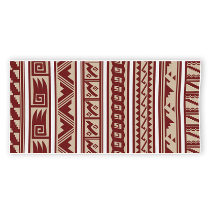Red And Beige Southwestern Pattern Print Beach Towel