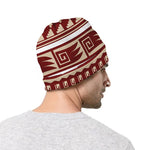 Red And Beige Southwestern Pattern Print Beanie