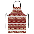 Red And Beige Southwestern Pattern Print Bib Apron With Pocket