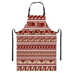 Red And Beige Southwestern Pattern Print Bib Apron With Pocket