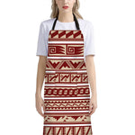 Red And Beige Southwestern Pattern Print Bib Apron With Pocket