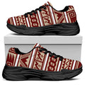 Red And Beige Southwestern Pattern Print Black Chunky Shoes