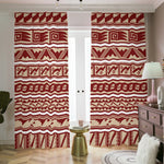 Red And Beige Southwestern Pattern Print Blackout Pencil Pleat Curtains