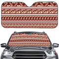 Red And Beige Southwestern Pattern Print Car Windshield Sun Shade