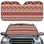 Red And Beige Southwestern Pattern Print Car Windshield Sun Shade