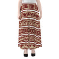 Red And Beige Southwestern Pattern Print Chiffon Maxi Skirt