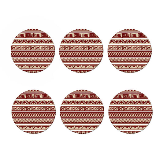 Red And Beige Southwestern Pattern Print Coaster Set