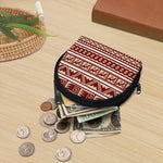 Red And Beige Southwestern Pattern Print Coin Purse