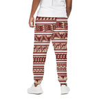 Red And Beige Southwestern Pattern Print Cotton Pants