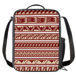 Red And Beige Southwestern Pattern Print Crossbody Lunch Bag