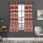 Red And Beige Southwestern Pattern Print Curtain