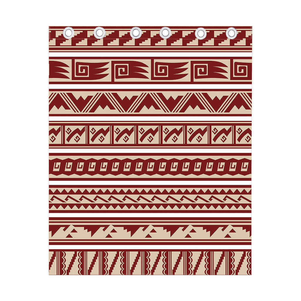 Red And Beige Southwestern Pattern Print Curtain