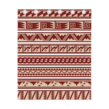 Red And Beige Southwestern Pattern Print Curtain