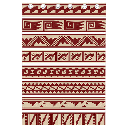 Red And Beige Southwestern Pattern Print Curtain
