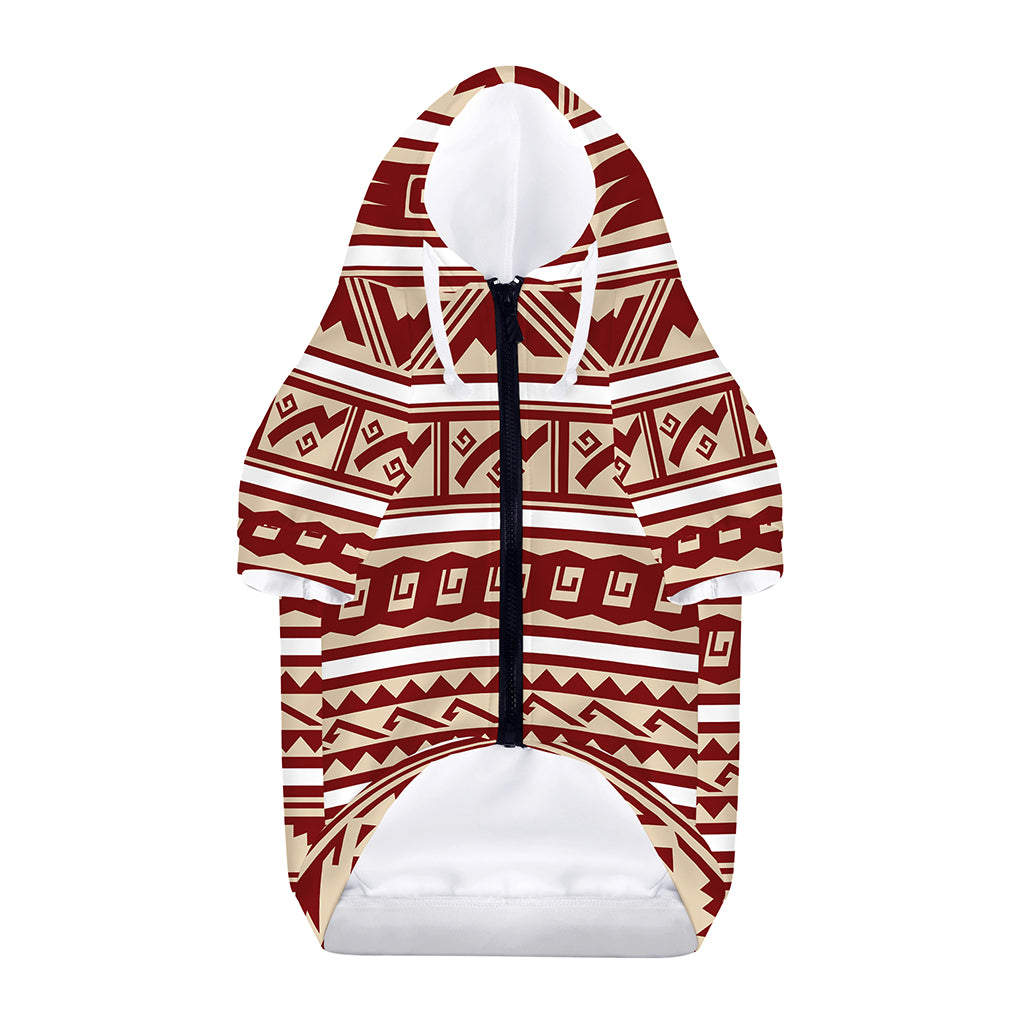 Red And Beige Southwestern Pattern Print Dog Zip Up Hoodie