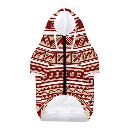 Red And Beige Southwestern Pattern Print Dog Zip Up Hoodie