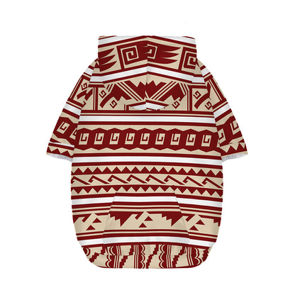 Red And Beige Southwestern Pattern Print Dog Zip Up Hoodie