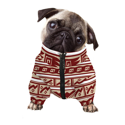 Red And Beige Southwestern Pattern Print Dog Zip Up Jacket