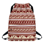 Red And Beige Southwestern Pattern Print Drawstring Backpack
