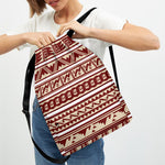 Red And Beige Southwestern Pattern Print Drawstring Backpack