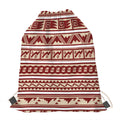 Red And Beige Southwestern Pattern Print Drawstring Bag