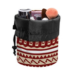 Red And Beige Southwestern Pattern Print Drawstring Makeup Bag