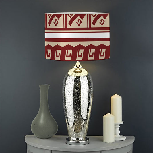 Red And Beige Southwestern Pattern Print Drum Lamp Shade