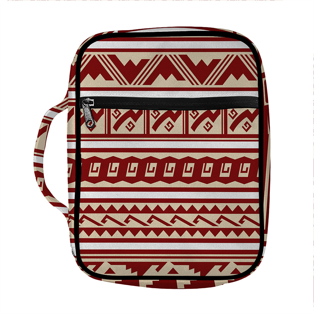 Red And Beige Southwestern Pattern Print Front Pocket Bible Bag