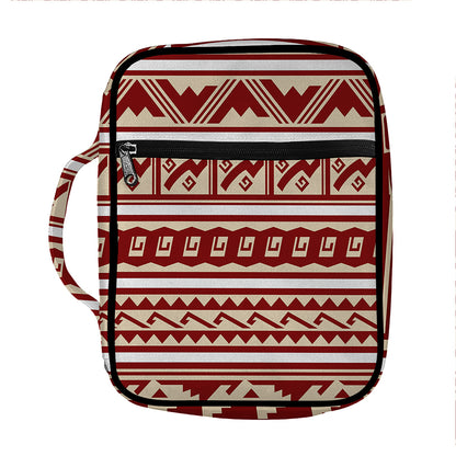Red And Beige Southwestern Pattern Print Front Pocket Bible Bag