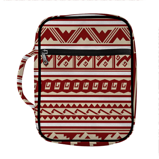 Red And Beige Southwestern Pattern Print Front Pocket Bible Bag