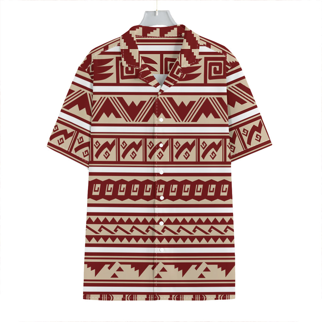 Red And Beige Southwestern Pattern Print Hawaiian Shirt