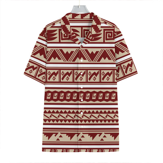 Red And Beige Southwestern Pattern Print Hawaiian Shirt