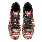 Red And Beige Southwestern Pattern Print High Top Leather Sneakers