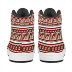 Red And Beige Southwestern Pattern Print High Top Leather Sneakers