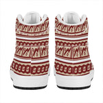 Red And Beige Southwestern Pattern Print High Top Leather Sneakers