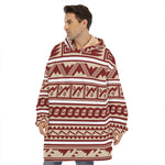 Red And Beige Southwestern Pattern Print Hoodie Blanket