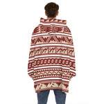 Red And Beige Southwestern Pattern Print Hoodie Blanket